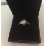 Antique 18ct Yellow Gold Diamond Ring with a full 1/3 carat stone to top, having a gold collar