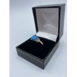 9ct Yellow Gold Dress Ring with Blue Stone, 2.0g, Size V