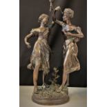 Large Bronze of dancing ladies, H49 x W27cm and weight 6.8kg approx