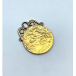 1911 George IV Half Sovereign Pendant in 9ct Gold setting , weight 4.3g