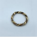 A 3 Colour Gold Twist Ring. 2g, Size G.