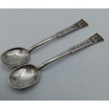 Pair of Silver Norwegian Coffee Spoons, having Viking Ship & Norge to handle front and Hallmark to