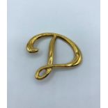 A Large 18CT Gold Letter 'D' Brooch, weight 5.1g