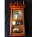 Vintage Pendulum Wall Clock, Highlands Day & date with winding key in working order H65 x L58 x