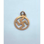 Vintage 9ct Rose Gold Swastika Pendant, 1.5cm diameter