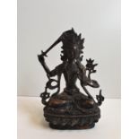 Bronzed Oriental Goddess Figure, 21cm tall