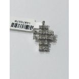 18k White gold Cross Pendant with 0.35CT Diamonds, weight 2.1g, size 20x12.5mm (ECN682)