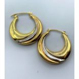 Pair of 3 Coloured 9ct Gold Crescent Earrings, weight 2.9g