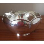 Mappin and Webb Silver Art Deco Bonbon Dish, having scalloped design to top with silver piping to