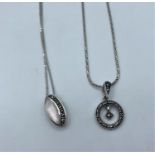 2x Silver and Marcasite Pendants on Silver Necklaces, weight 9.2g and 44cm long approx (2)