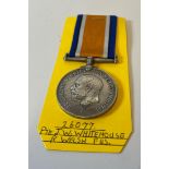 WWI British War Medal Awarded to private J.W.Whitehouse of the Royal Welsh Fusiliers, full details