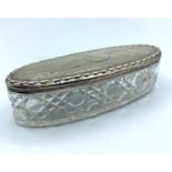 Cut Glass Trinket Box With hallmarked Silver. Top-93.7g 11.5cm