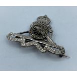 Silver Royal Artillery sweetheart Brooch with Marcasite work to centre