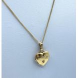 9K Heart Locket Pendant on 9K Gold Necklace, weight 2.5g and 45cm long approx