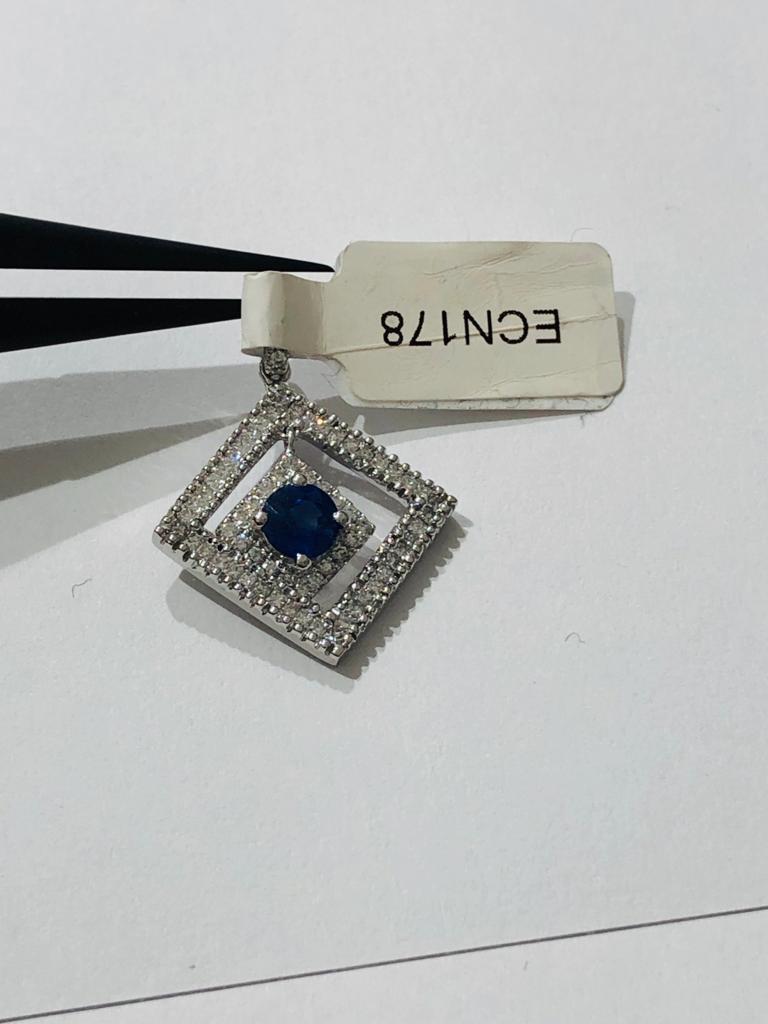 18k white Gold Pendant with 0.52ct Diamonds and Sapphires, weight 3.2g (ecn178) - Image 8 of 10