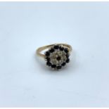 9ct yellow Gold Ring with Sapphires and Diamonds, weight 2.9g and size J