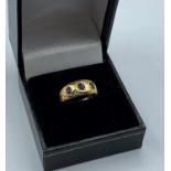 18ct Yellow Gold Vintage Ring With 3 Sapphires 3g size G