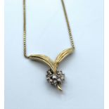 14ct Yellow Gold Necklace with Diamond cluster on the Pendant (0.25ct), weight 3.7g and 48cm long