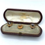 Set of 3x Vintage Shirt Studs with tiger eye stones, in original box