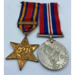 Pair of WWII Medals: 1/Campaign War Medal 1939-45 2/Burma Star with Pacific Bar Original Medals with