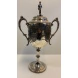 Footbal Interest Antique Australian Football Silver Plated Sporting Lidded Cup Presented in 1898,