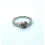 18CT White Gold Ring with 4 Square Diamonds totalling 0.80ct, weight 2.8g and size J/K