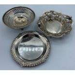 3x assorted Silver Dishes, total weight 96g approx