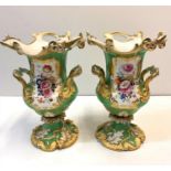 Pair of H & R Fine Porcelain Classic style Vases, some cracking and repairs (A/F), 24cm tall (2)