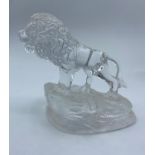 Cristal d'Arques France lead crystal Glass Lion Figure Paperweight in the shape of a Lion, weight