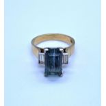 18K Gold Tourmaline Dress Ring, weight 5.4g and size L