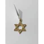 18k yellow Gold Star of David Pendant with 0.30ct Diamonds, weight 3.3g and 25mm long approx (