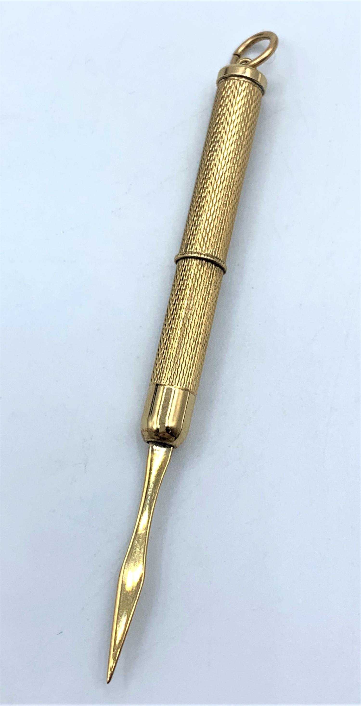 Antique 9K Yellow Gold Toothpick, full hallmarks weight 6.6g and 5cm long approx - Image 4 of 4