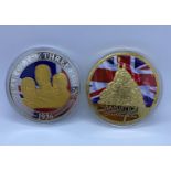 2x large Commemorative Coins, weight 270g and 75mm diameter (2)