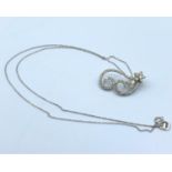 18ct White Gold Necklace with Diamond encrusted Pendant, weight 3.7g and 40cm long