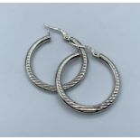 Pair of 9CT White Gold Hoop Earrings, 25mm diameter and weight 2g approx