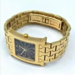 HERMES 14K GOLD Watch, square black face and solid 14k gold band presented by the Sultan of Oman and