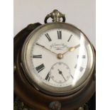 Antique solid Silver Pocket Watch with Chain, keys and stand. Retailed by J G Graves of Sheffield. A