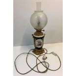 Vintage Brass and Ceramic Lamp 'Messenger's pattern' 62x18cm approx