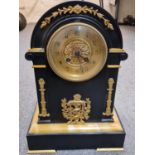 French Empire style black stone gilded Clock, 24x35x15cm