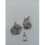 3x Silver Pendants/Charms, total weight 16.5g approx (3)