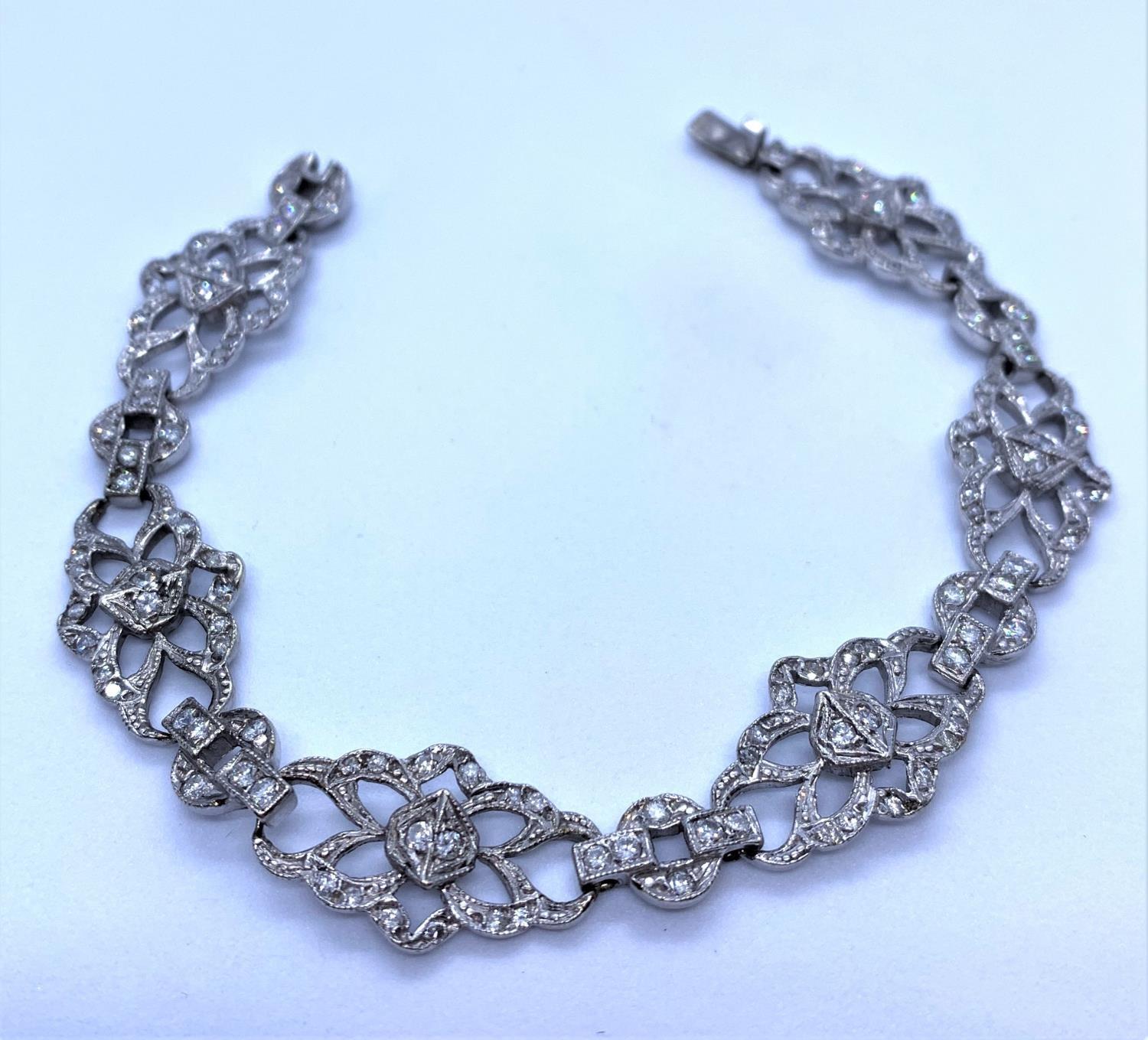 Diamond Encrusted 18K White Gold Bracelet, weight 17.3g and 18cm long approx - Image 2 of 4