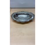 Vintage Silver Monogram Bowl with scrolling to the edge. Weighs 248g, 28cm x 20cm