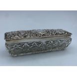 Cut Glass Trinket Box with an ornate Silver Lid by Walker & Hall dated 1904, weight 233g and 14.