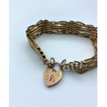 Vintage 9ct Rose Gold gate Bracelet with padlock catch, weight 20.7g and 18cm long approx