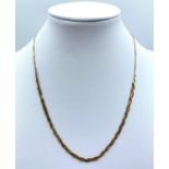 9CT Yellow Gold rope Necklace, 18cm long and weight 3g approx