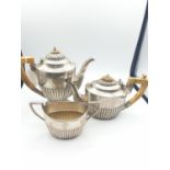 Silver German made tea/coffee set comprising of teapot, coffee pot and sugar bowl made in 800 silver