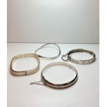 4 Assorted Silver Bangles, weight 51g (4)