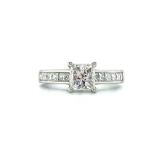 Platinum Diamond Ring with Centre Diamond 1.11cts (clarity enhanced) and 0.89cts side stones,