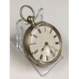 Large Antique Silver cased Waltham Pocket Watch, weight 146.2g