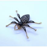 Silver Gilt Spider Brooch encrusted with Diamonds and 2 Ruby Eyes, weight 5.6g